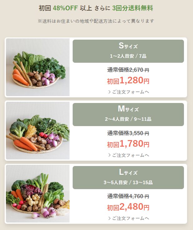 旬のお野菜セット初回限定キャンペーン48%オフ