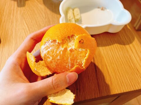 プリンセスみかんの皮を剥いたところ